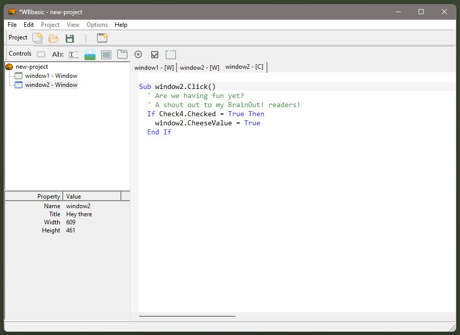 WBbasic code editor