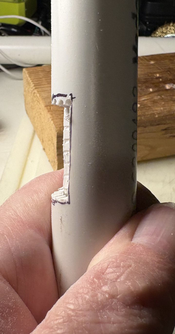 Side view of window cut-out. Too shallow